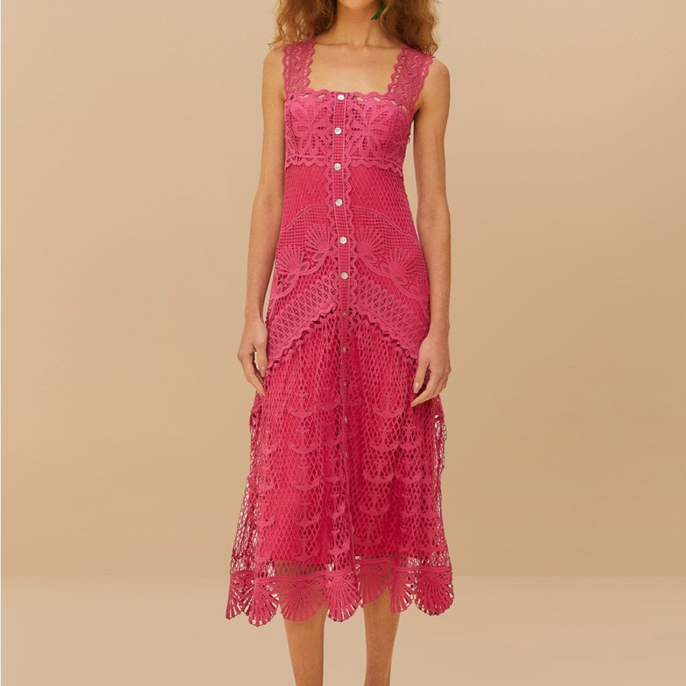 FARM RIO Elegant Pink Lace Dress